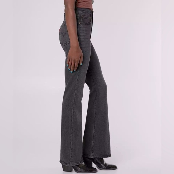 Levis Premium | Ribcage Flare Jean Gray Washed Black Size 29/8 70s High Rise - Picture 3 of 16
